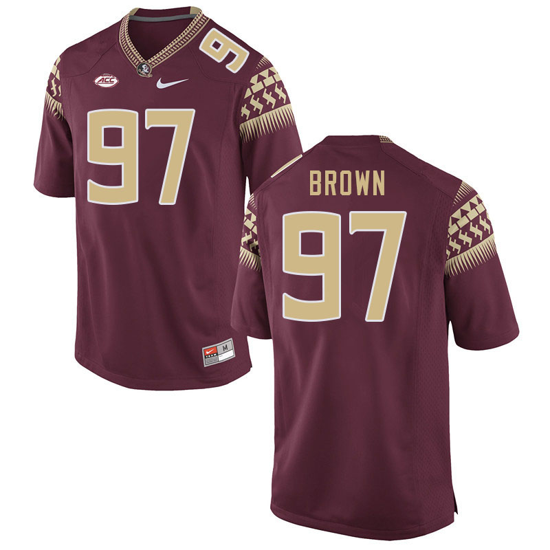 Men #97 Dylan Brown Florida State Seminoles College Football Jerseys Stitched-Garnet - Click Image to Close